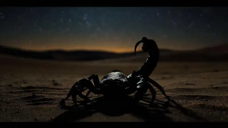 Ein finsterer Skorpion dominiert die Wüste